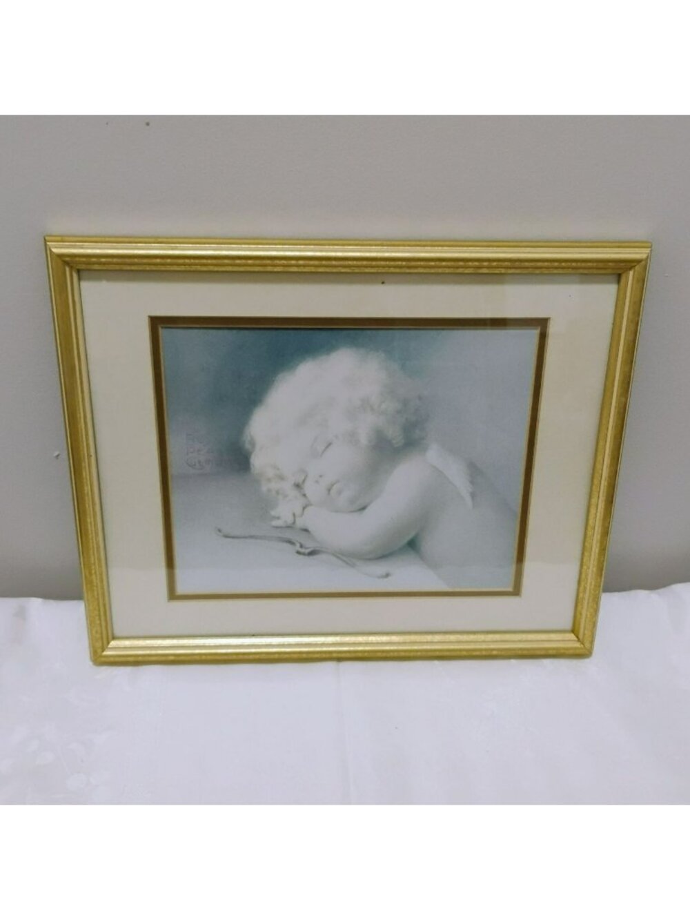 Bessie Pease Gutmann Framed Art Print Cupid Caught Napping Girl Angel Sleeping